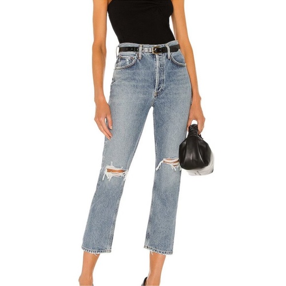 AGOLDE Riley High-Rise Straight Cropped Jeans in Escalate size 26 - Picture 3 of 13
